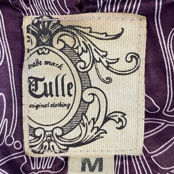 Tulle Anthropologie Purple Wool Blend Collared Lined Overcoat Size Medium M - Picture 3 of 16